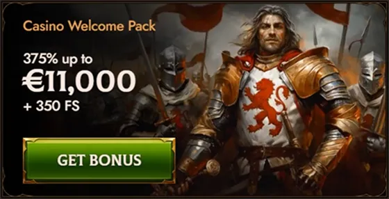 Crusado Casino welcome pack: 375% up to €11,000 + 350 FS