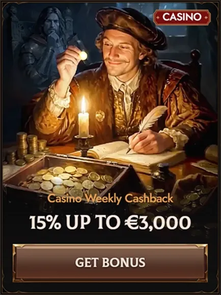 Crusado Casino weekly cashback 15% up to €3,000 offer